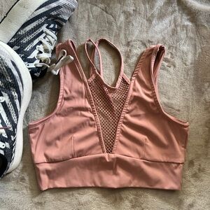 Forever 21 Mesh Criss Cross Dusty Rose Mauve Sports Bra Top M